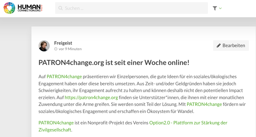PATRON4change auf HUMAN connection